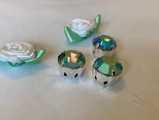 Swarovski #1100 Sew on 47ss (11mm) Round Pack of 3 Aqua AB Foiled CRAFT 