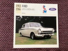 FORD LOTUS CORTINA MK 1,   1963/66,  POPULAR CLASS CAR,  G.B.,Collectors Card