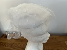 Ladies White Veiled Pill Box