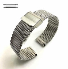 Thick Silver Stainless Steel Metal Adjustable Replacement Mesh Watch Band #5131
