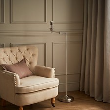 Modern Swing Arm Floor Lamp Brushed Chrome Base Standard Living Room Lighting