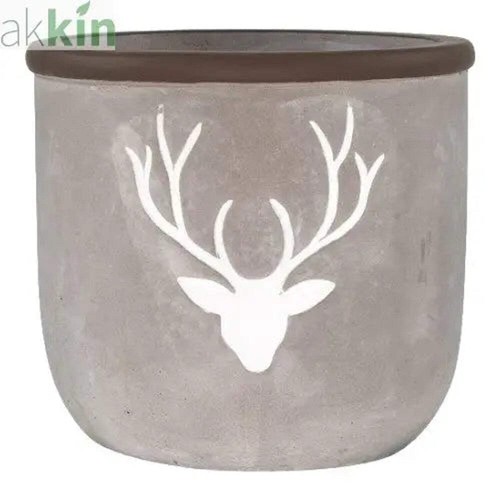 Cement planter stag - cement, head