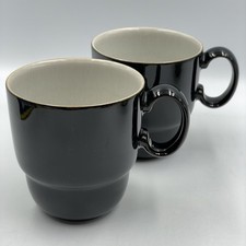 Denby Pottery • 2 x Everyday Black Pepper Mugs • Tea/Coffee Cups • VGC