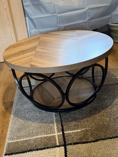 Round coffee table oak - coffee,