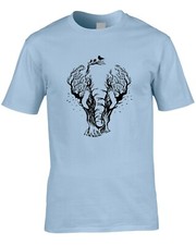 Elephant Art Men's T-Shirt Optical Illusion Tree Illustration Animal Wildlife 
