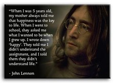 PREMIUM CANVAS ART John Lennon Happy quote MANY SIZES
