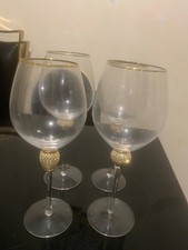 Gold rim rhinestones wine