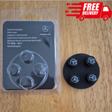 Mercedes Genuine Black Tyre Valve Dust Caps X4