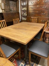 G Plan Chairs 6 Vinyl Black Seats Teak Vintage Table Extends, Meredew Table.