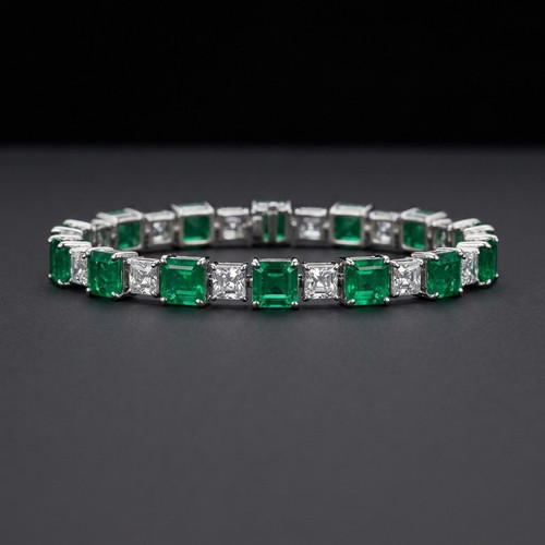 18k white gold - white, emerald