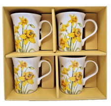 4 China Daffodil Mugs Floral