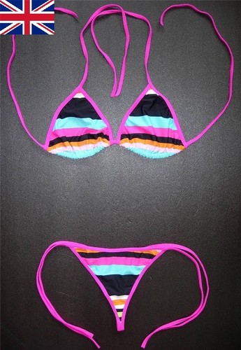 Striped string bikini set - g-string,