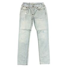 Evisu Genes Denim Jeans Regular Slim Fit Distressed Blue Mens W34 L30