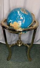 Large Gemstone Globe - 3 Leg Gold Colour Stand With Compass - 33 Inch Tall