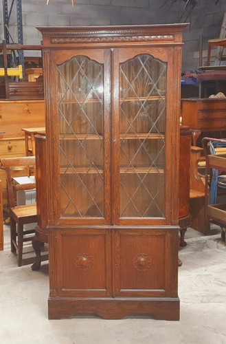 Antique solid oak bookcase - antique,