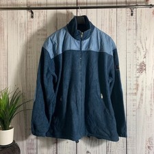 Mercedes Benz Mens Navy Blue Vintage Full Zip Fleece Jacket Size XXL