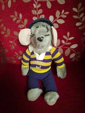 Roland Rat Soft Toy Figure Vintage 1980s In Navy Blue Rugby Top And Trousers.