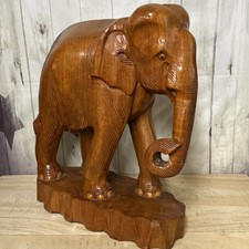 HUGE Hand Carved Wood Elephant - RARE 15" X 11" (113) 3.5KG