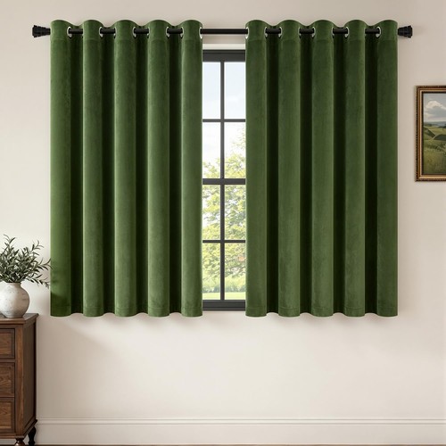 Olive green velvet - velvet, curtains