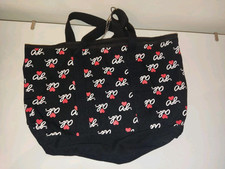Agnes B black  tote bag with red and white logo pattern