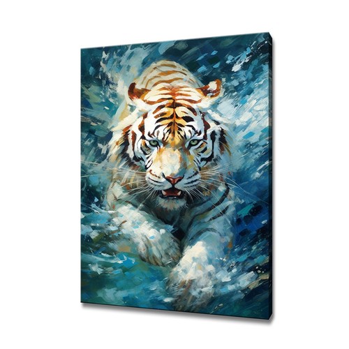 White tiger art print - white,
