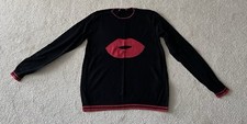 Oasis Red Metallic Lips Jumper Size S - Fit 8-10