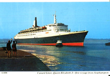 1969 postcard Cunard passenger liner QE2 maiden voyage from Southampton