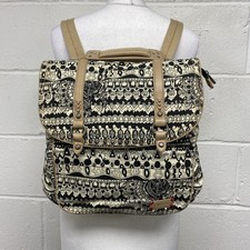 Sakroots Black & Cream Artistic Messenger Convertible Backpack Boho Hippie PK
