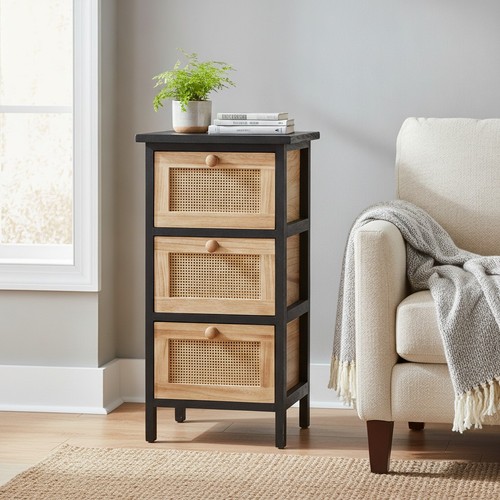 Black wooden chest drawers - of,