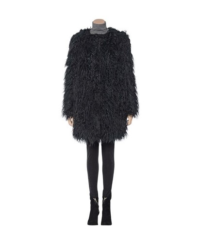 Set black shaggy faux - faux, coat
