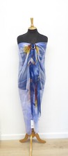 Blue Sunflower Sheer Sarong or Scarf with Buckle