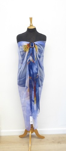 Blue sunflower sheer sarong - sheer, or