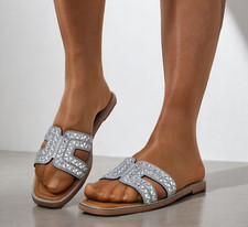 New Women's Silver Gold Flat