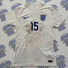 Match Worn Unwashed Signed Harrison Reed 2014 England U20 Home Shirt