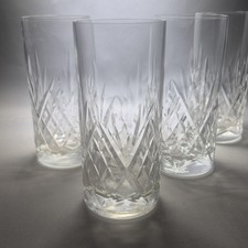 4 Tumblers Crystal Glasses 350ml Georgian Cut Barware Highball