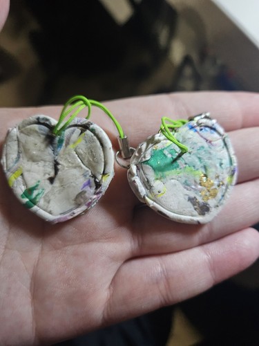 Polymer clay heart earrings - clay,