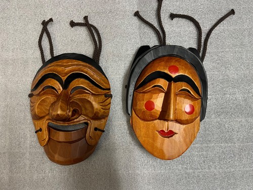 Pair hand carved korean - pair, hand-carved