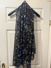 Oliver Bonas Black Galactic Gold Foil Lightweight Scarf - BNWT