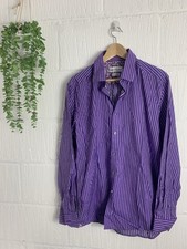 Robert Graham Shirt Mens 16.5 Purple Stripe Long Sleeve
