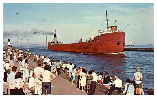 Giant freighter entering canal - giant,