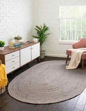 Oval Rug Jute Carpet Mat Area