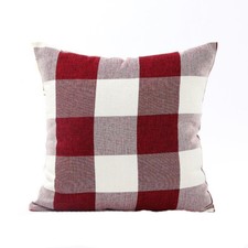 16" 18" 20" 22" 24" Tartan Check Linen Cushion Cover Pillow Case Home Decor UK