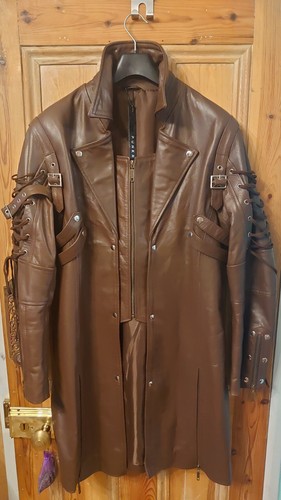 Leather brown jacket coat - brown,