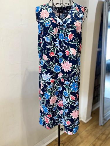 Blue floral v neck - blue,