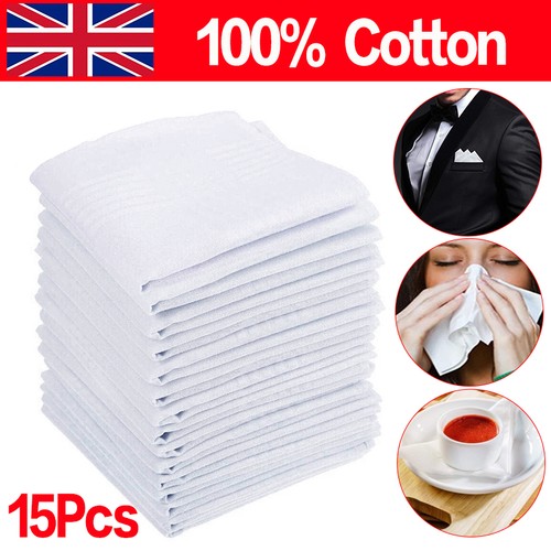 Mens white handkerchiefs - 15,