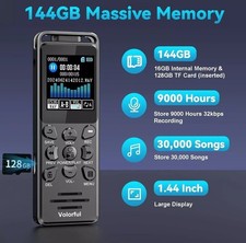 144GB Digital Voice Audio Recorder with Voice Activated, 70H 1,44" Dictaphone C