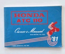 GOOD USED CONDITION HONDA ATC 110 TRIKE THREE WHEELER OWNERS MANUAL 1981 MODEL
