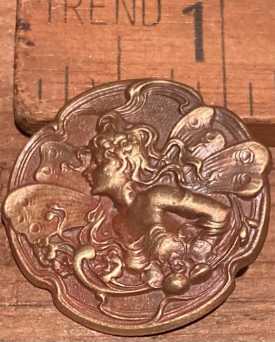 Art nouveau button - button, brass
