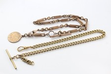 9ct Rolled Gold Antique Jewellery Coin Curb Link Dog Clip x 2