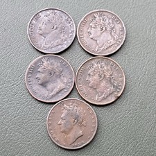 5x George IV Farthings 1821